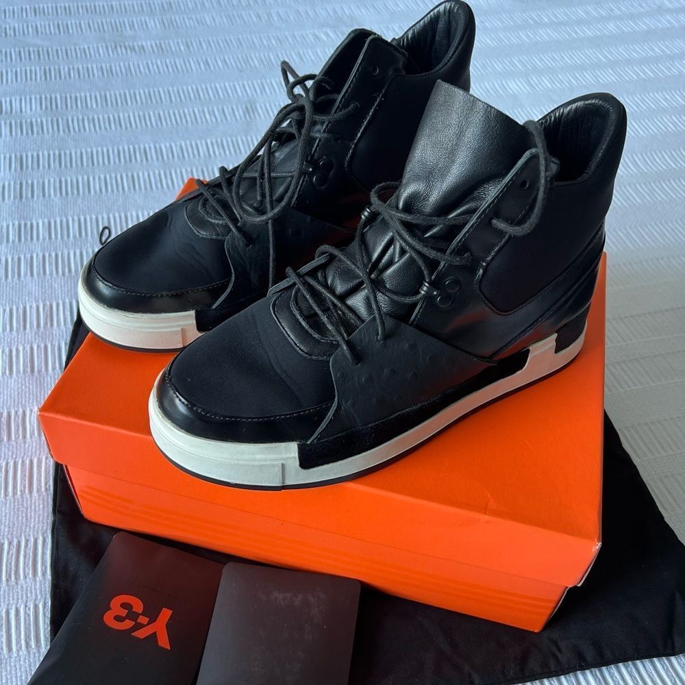 Adidas Y-3 Yohji Yamamoto Riyal II Black Leather Mix Sneakers Women's US 6.5